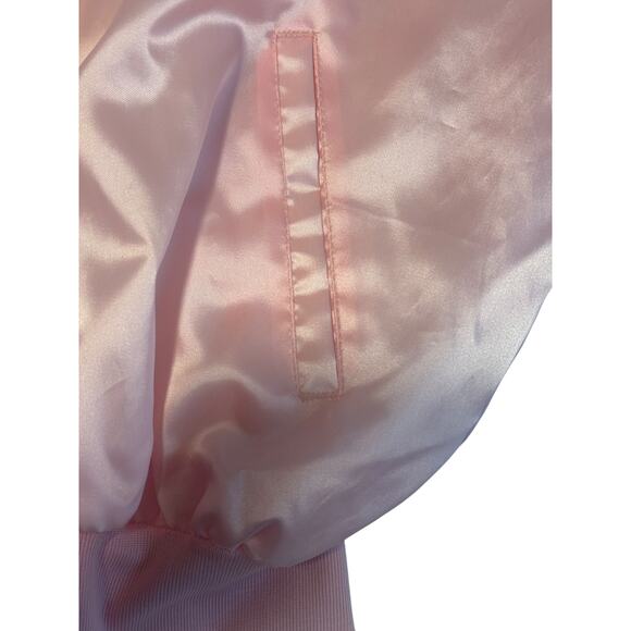 Vintage Pink Satin Bomber Jacket XL America’s Finest Made USA Snap Front - Picture 4 of 8